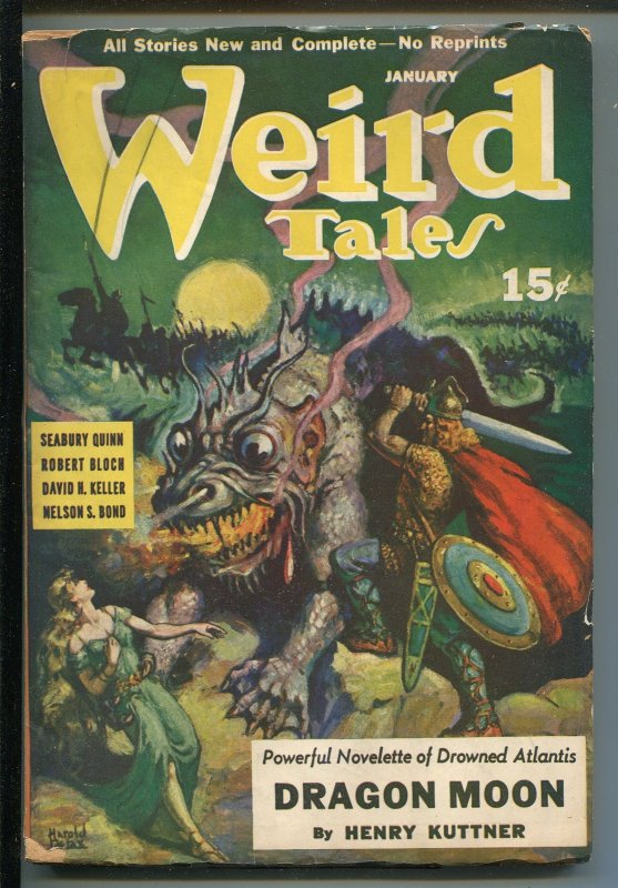 Pulp: Weird Tales 01/1941-Pulp-Henry Kuttner-Dragon Moon-Hannes BOK-vg, raw, ungraded comic book — front cover