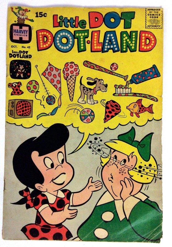 Little Dot Dotland #42 (Harvey Comics, 1969), raw comic book in VG- condition — front cover