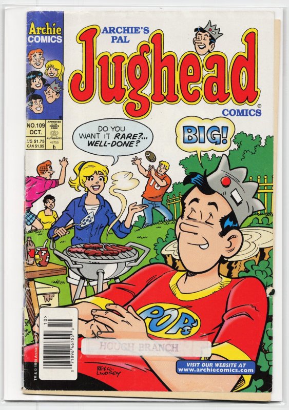Archie's Pal Jughead Comics #109 (Archie Comics, 1998), raw, ungraded comic book — front cover