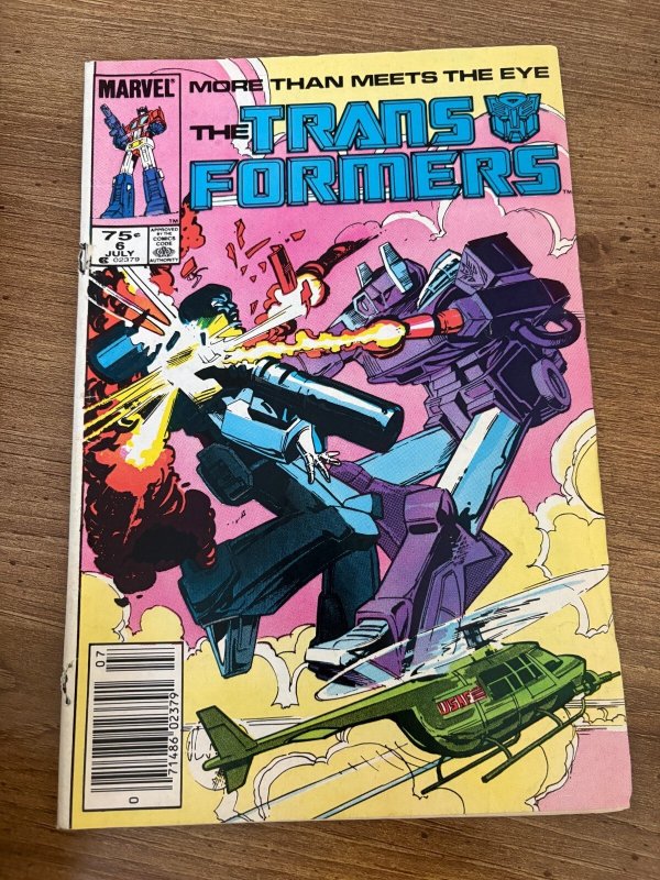 Transformers #6 (Marvel Comics), raw comic book in VG condition — front cover