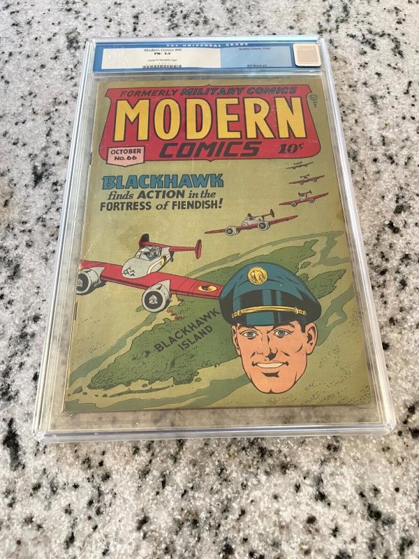 Modern Comics #66, CGC 5.5 graded comic book, Universal Blue label — front cover in its holder