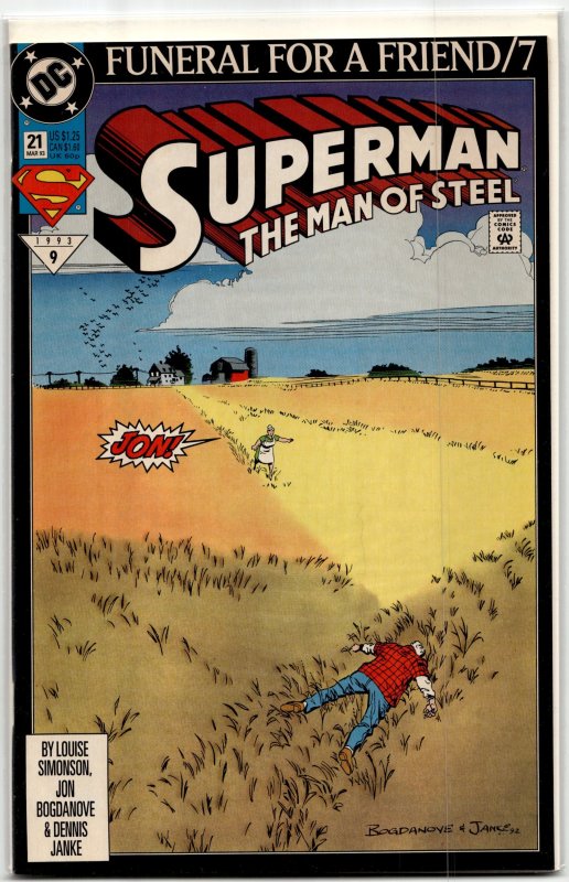 Superman: The Man of Steel #21 (DC Comics, 1993), raw, ungraded comic book — front cover