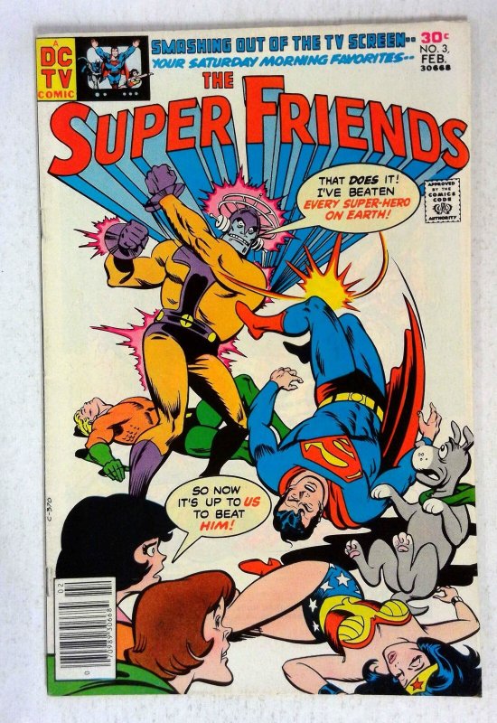 Super Friends #3 (DC Comics, 1977), raw comic book in VF condition — front cover
