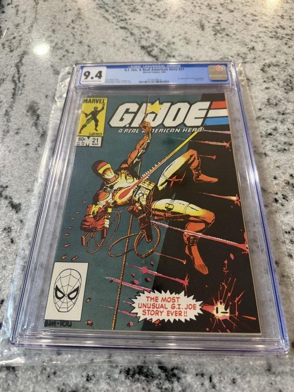 G.I. Joe #21 (Marvel Comics), CGC 9.4 graded comic book, Universal Blue label — front cover in its holder