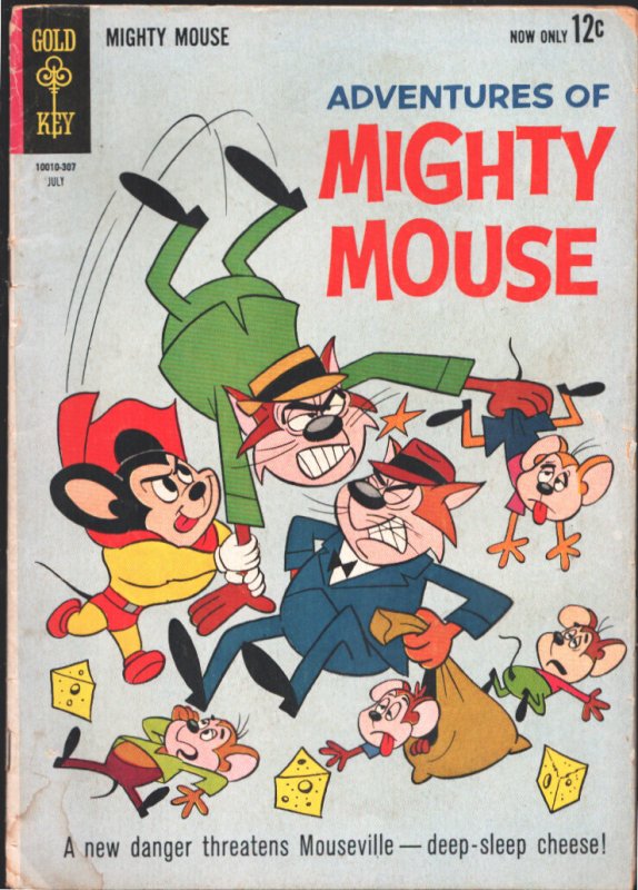 Adventures of Mighty Mouse #159 (Gold Key Comics, 1963), raw comic book in VG- condition — front cover