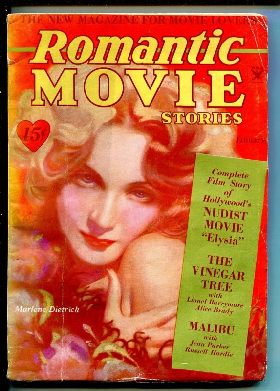 Romantic Movie Stories 01/1934-3RD Issue-Marlene Dietrich-Cary GRANT-vg Minus, raw, ungraded comic book — front cover