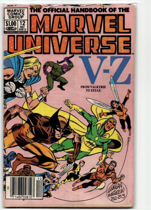 The Official Handbook of the Marvel Universe #12 (Marvel Comics, 1983), raw, ungraded comic book — front cover