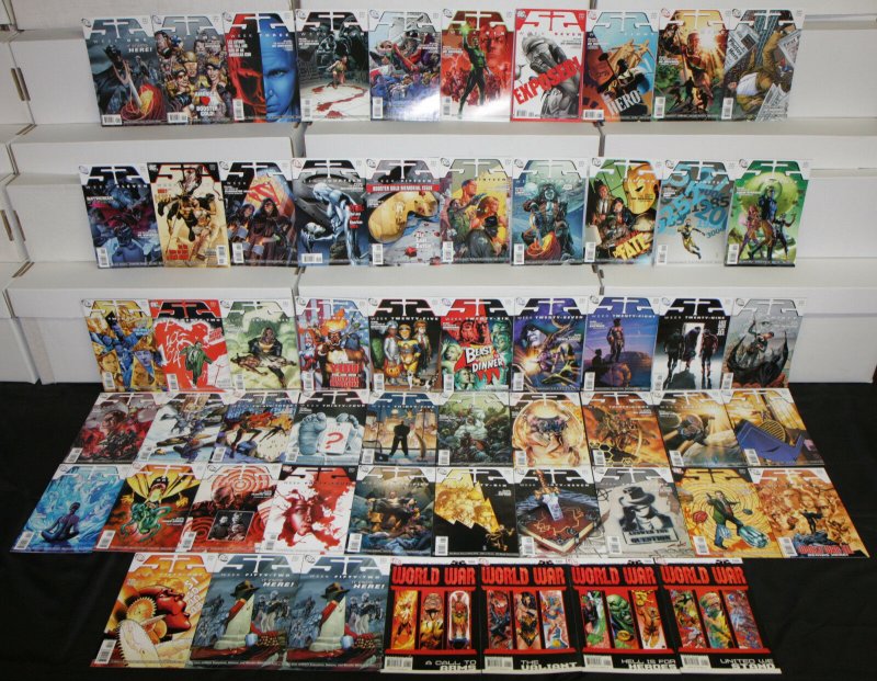 Modern DC 52 (Weeks 1-52) 57pc Count High Grade Comic Lot + Specials Batman JLA, raw, ungraded comic book — front cover
