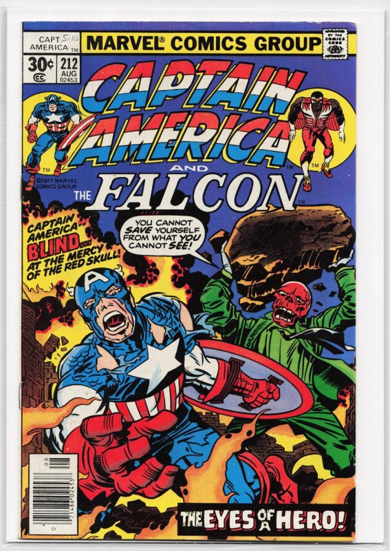 Captain America #212 (Marvel Comics, 1977), raw, ungraded comic book — front cover