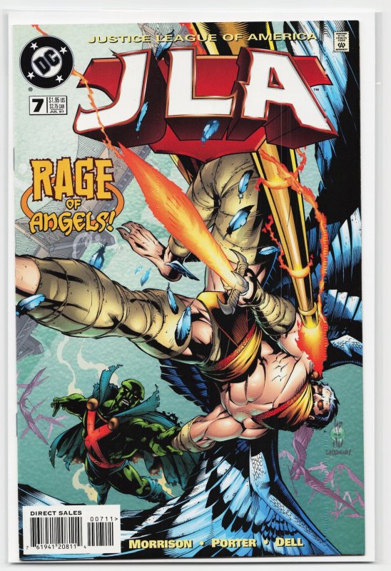 JLA #7 (DC Comics, 1997), raw, ungraded comic book — front cover