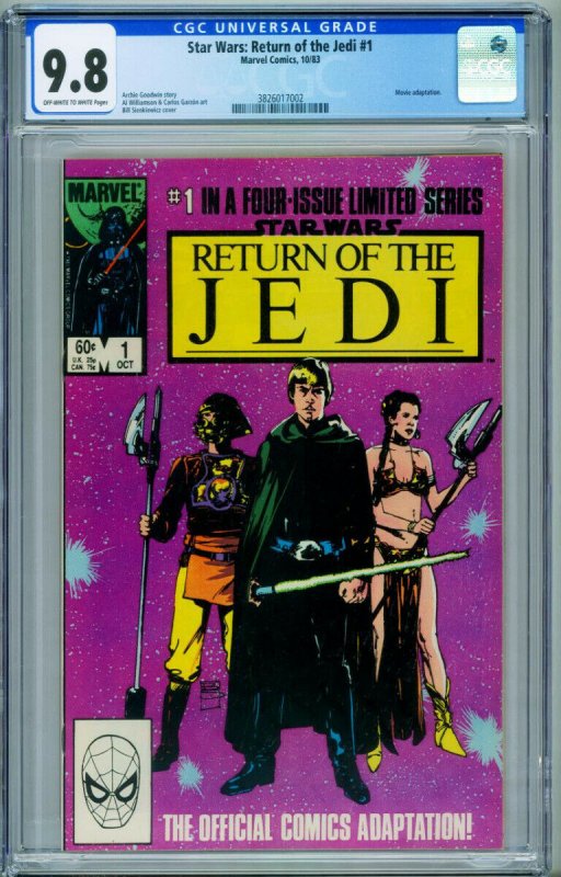 Star Wars the Return of the Jedi #1-1983 CGC 9.8 - 3826017002 (Marvel Comics, 1983), CGC 9.8 graded comic book, Universal Blue label — front cover in its holder