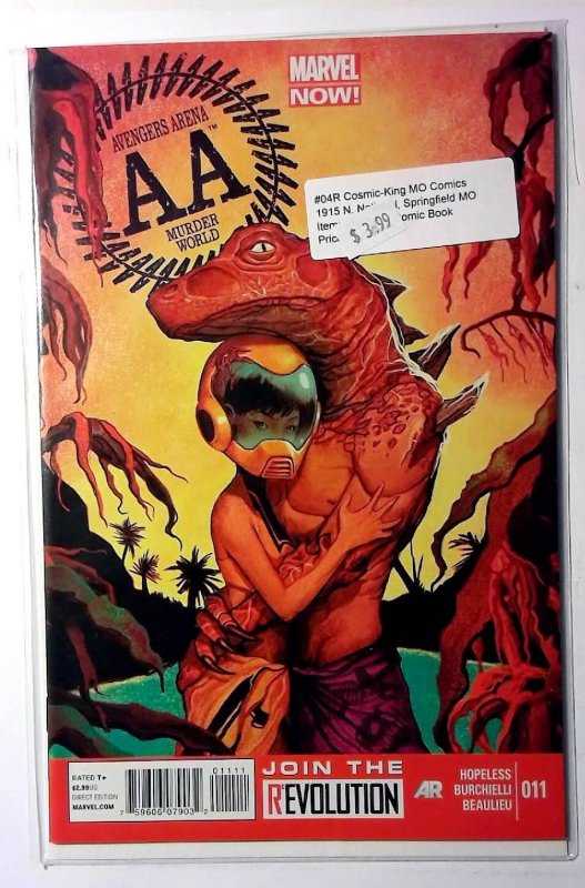 Avengers Arena #11 (Marvel Comics, 2013), raw, ungraded comic book — front cover