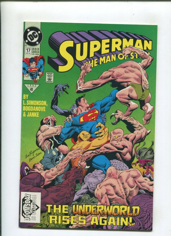 1992 Superman #17 (1992), raw comic book in NM- condition — front cover