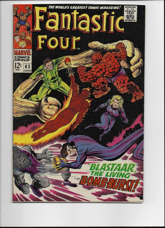 Fantastic Four #63 (Marvel Comics, 1967), raw comic book in VF/NM condition — front cover