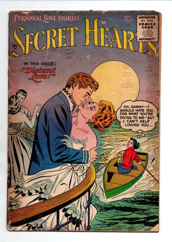 Secret Hearts #28 (DC Comics, 1955), raw comic book in FR condition — front cover