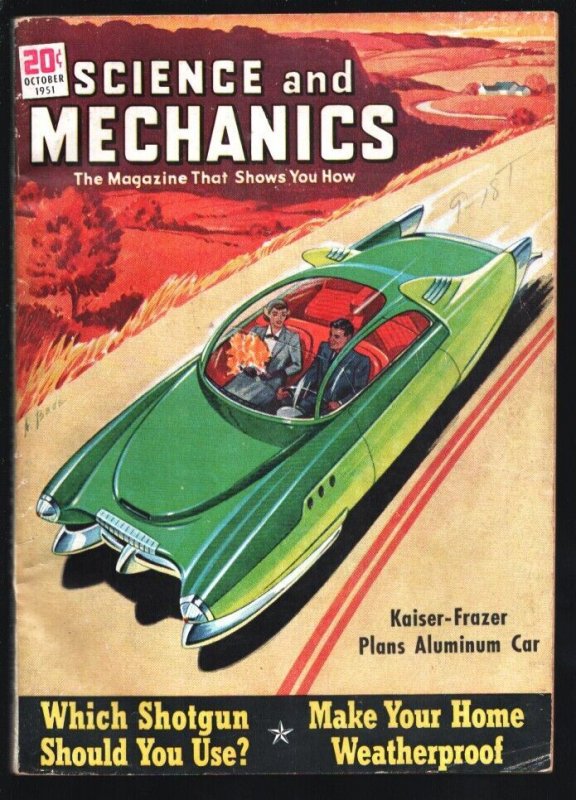 Pulp: Science and Mechanics 10/1951-Kaiser-Frazer Aluminum car Cover-Commie ..., raw, ungraded comic book — front cover