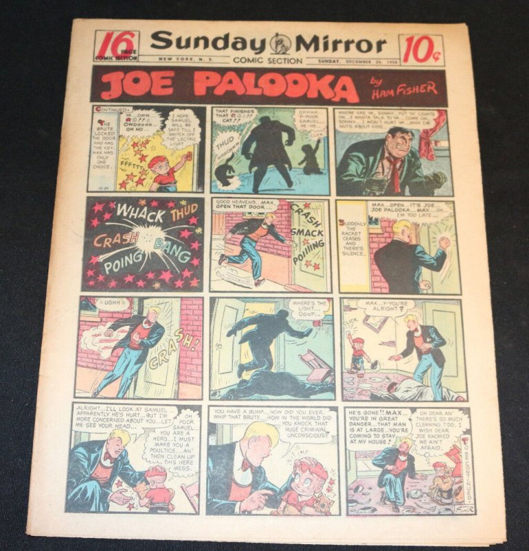 1950 Sunday Mirror Weekly Comic Section December 24th (FN) Superman Gangsters (1950), raw comic book in FN condition — front cover