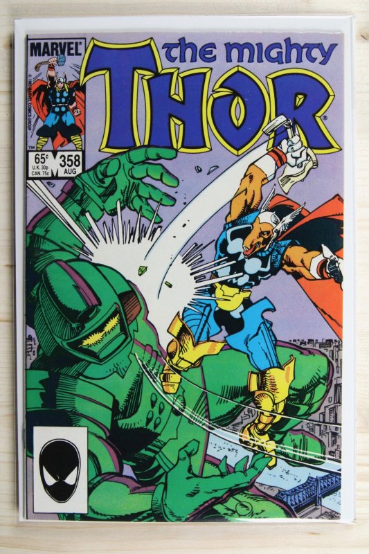 Thor #358 (Marvel Comics, 1985), raw comic book in VF+ 8.5 condition — front cover