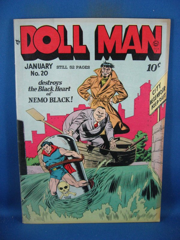 Doll Man #20 (Quality Comics, 1948), raw comic book in VF condition — front cover
