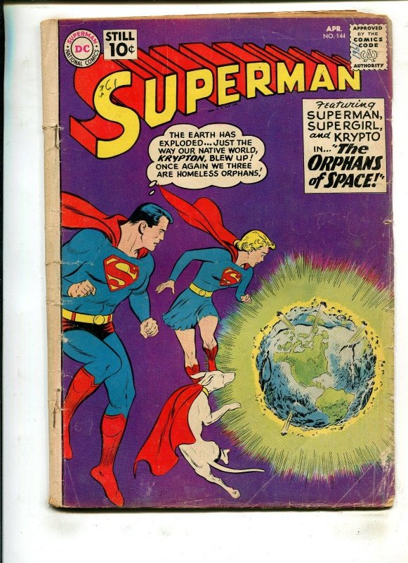 Superman #144 (DC Comics, 1961), raw comic book in 4.0 condition — front cover