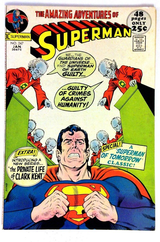 Superman #247 (DC Comics, 1972), raw comic book in FN/VF condition — front cover