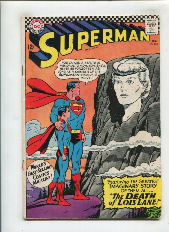Superman #194 (DC Comics, 1967), raw comic book in 4.0 condition — front cover