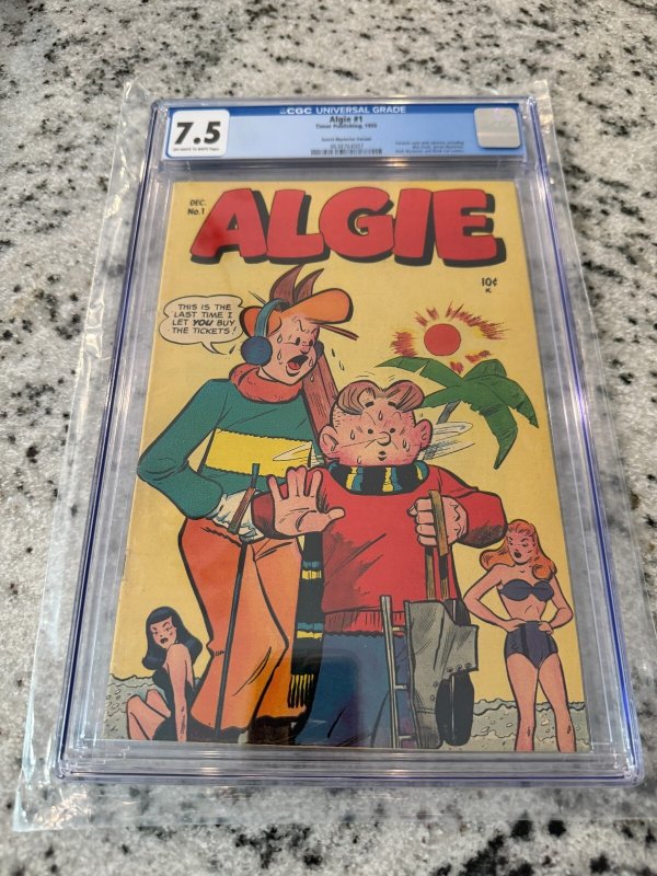 Algie #1 (1955), CGC 7.5 graded comic book, Universal Blue label — front cover in its holder
