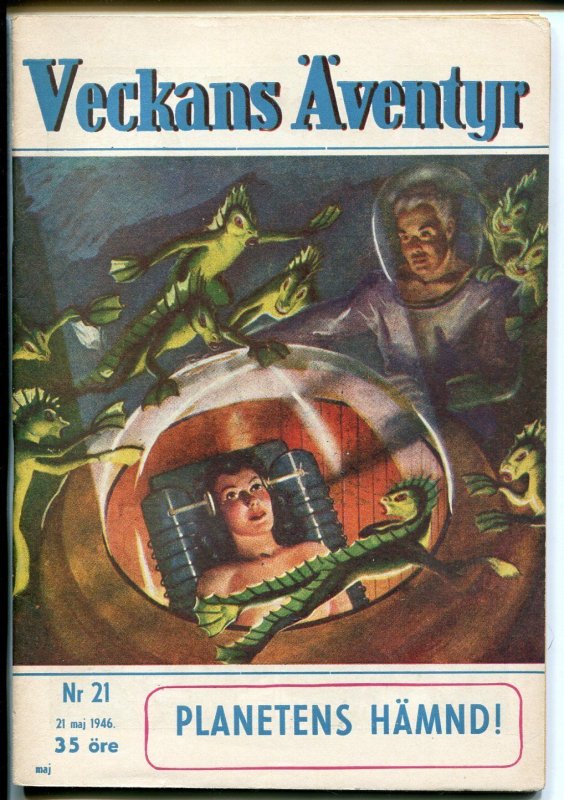 Veckans Aventyr Vol. 7 #21 (1946), raw comic book in VF condition — front cover