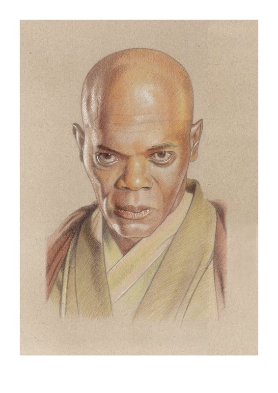 Mace Windu, High-quality A4 Lithograph. Artist: Miguel Alfaro, raw, ungraded comic book — front cover
