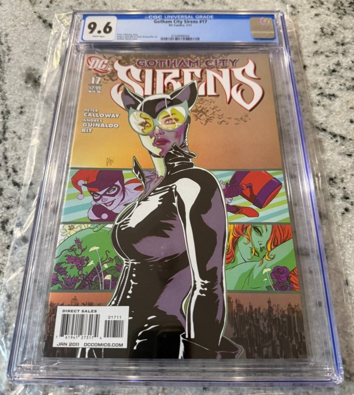 Gotham City Sirens #17 (DC Comics), CGC 9.6 graded comic book, Universal Blue label — front cover in its holder
