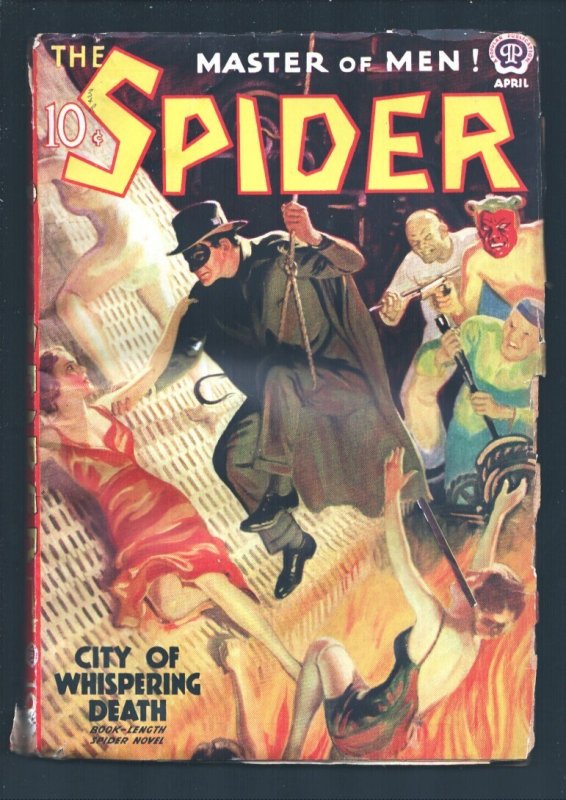 Spider 4/1938-Popular-"City of Whispering Death- John Howitt Cover -Ed Race ... (Popular Publications, 1938), raw, ungraded comic book — front cover