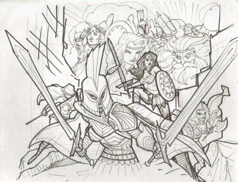 Wonder Woman and Other Heros art by J.J. Kirby, raw, ungraded comic book — front cover