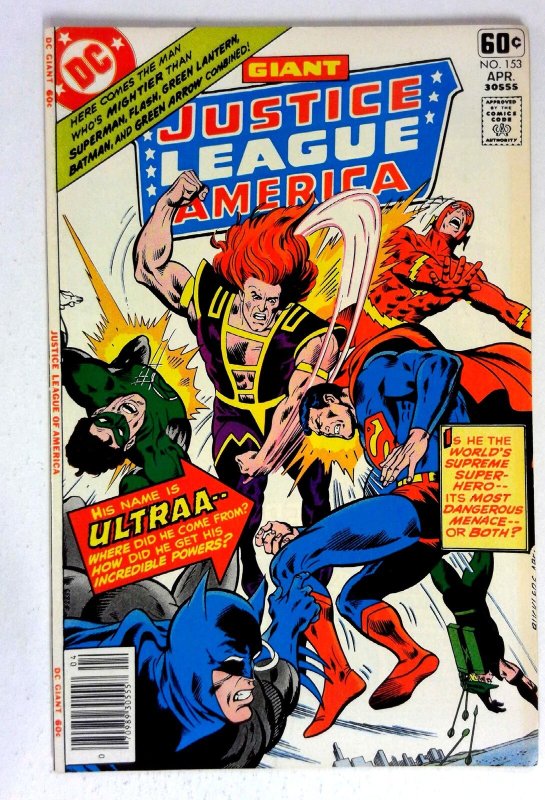Justice League of America #153 (DC Comics, 1978), raw comic book in VF/NM condition — front cover