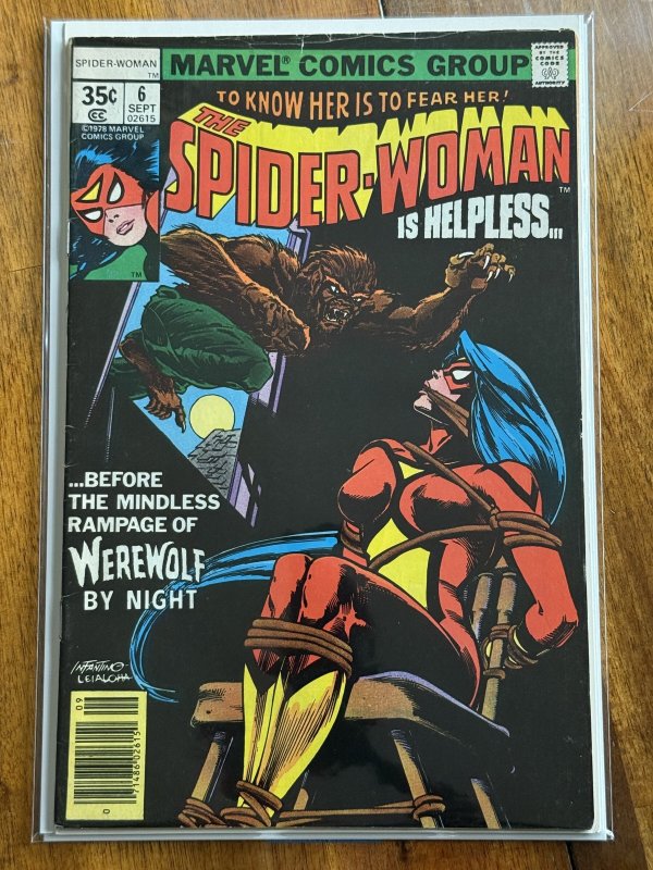 Spider-Woman #6 (Marvel Comics, 1978), raw comic book in FN- 5.5 condition — front cover