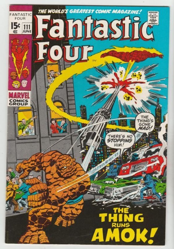 Fantastic Four #111 (Marvel Comics), raw comic book in NM- condition — front cover