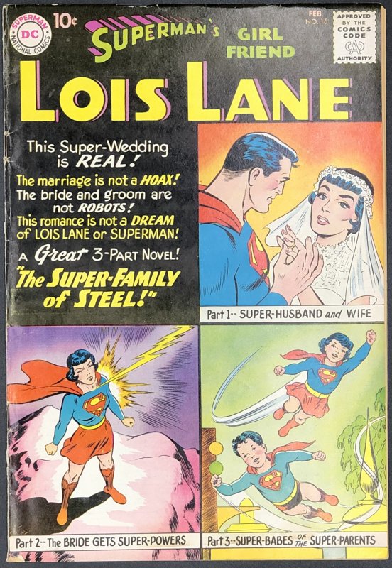 Superman's Girl Friend, Lois Lane #15 (DC Comics, 1960), raw, ungraded comic book — front cover
