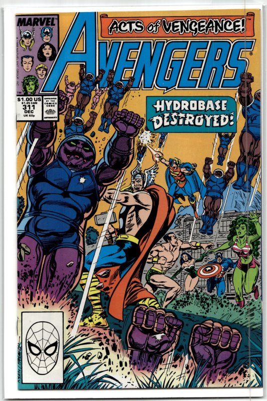 The Avengers #311 (Marvel Comics, 1989), raw, ungraded comic book — front cover