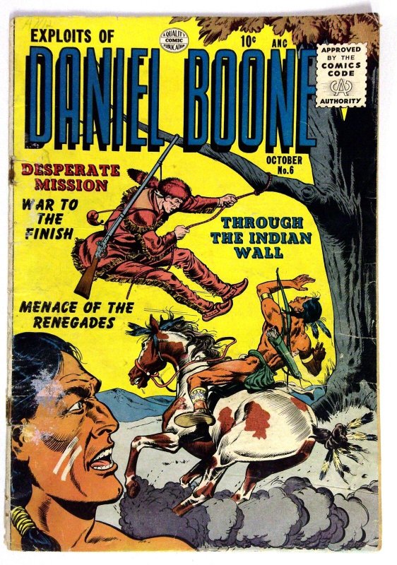 Exploits of Daniel Boone #6 (Quality Comics, 1956), raw, ungraded comic book — front cover