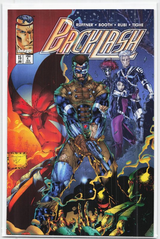 Backlash #15 (1995), raw, ungraded comic book — front cover