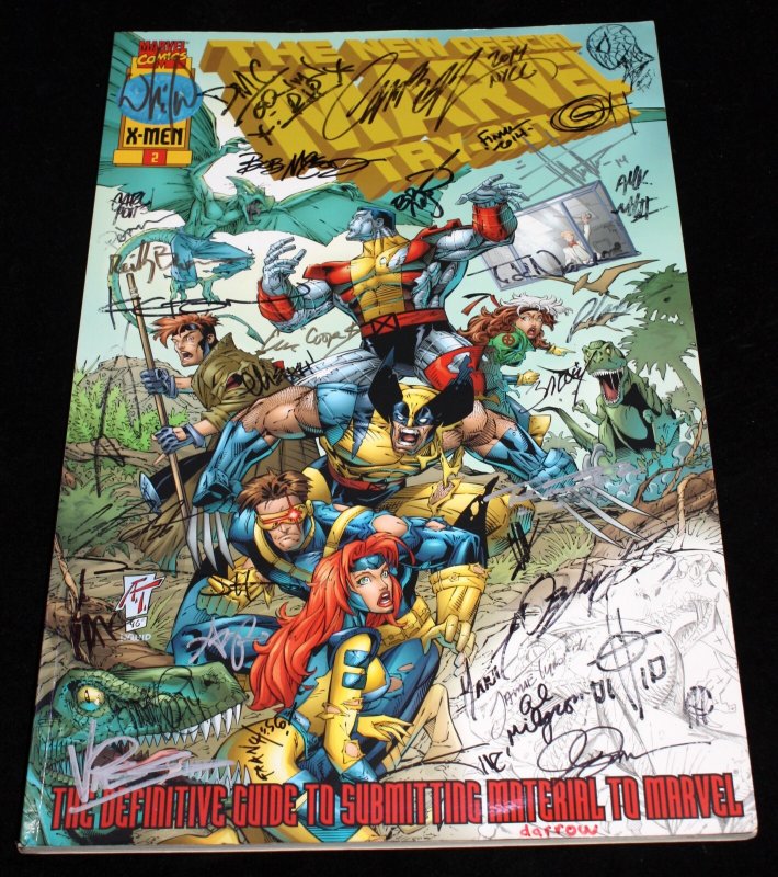 The New Official Marvel Try-Out Book - Covered in Signatures - 1996 (Marvel Comics, 1996), raw, ungraded comic book — front cover