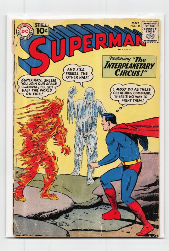 Superman #145 (DC Comics, 1961), raw, ungraded comic book — front cover