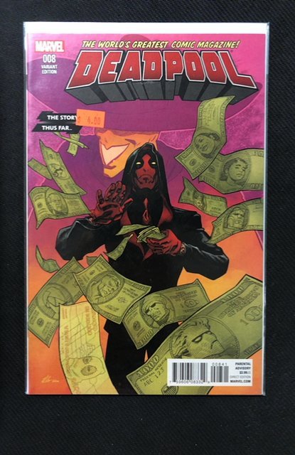 Deadpool #8 (Marvel Comics, 2016), raw, ungraded comic book — front cover
