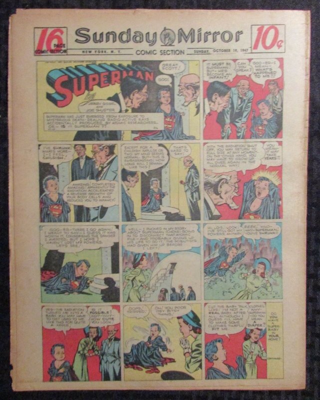 1947 Oct 19 Sunday Mirror Comic Section VG+ 4.5 Superman / Joe Palooka 16pgs (1947), raw comic book in VG+ 4.5 condition — front cover