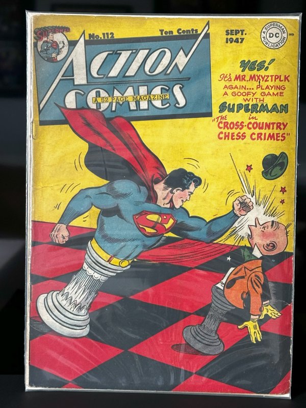 Action Comics #112 (DC Comics, 1947), raw, ungraded comic book — front cover