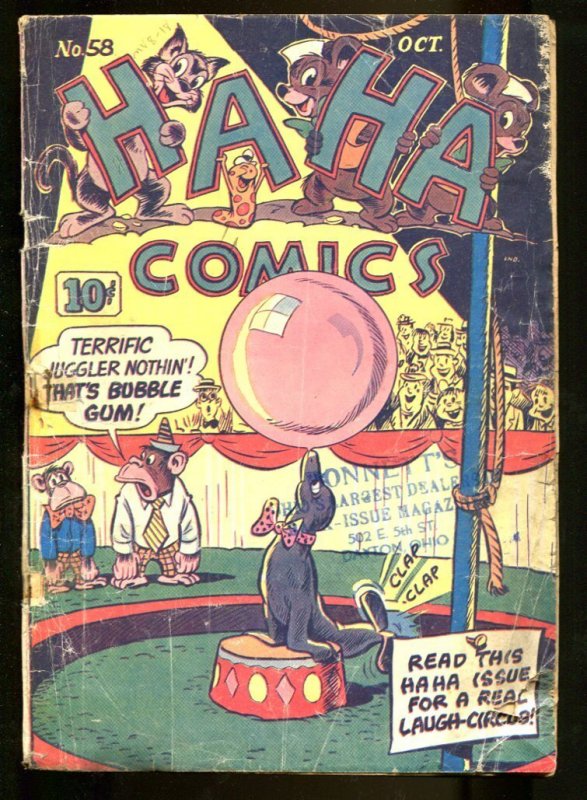 Ha Ha Comics #58 (1948), raw comic book in VG condition — front cover