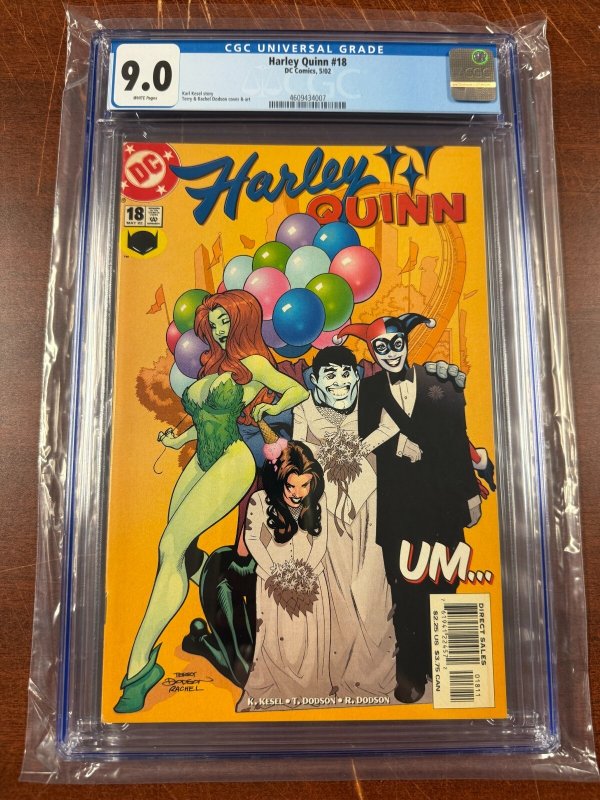 Harley Quinn #18 (DC Comics, 2002), CGC 9.0 graded comic book, Universal Blue label — front cover in its holder