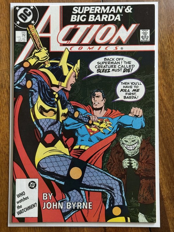 Action Comics #592 (DC Comics, 1987), raw comic book in VF+ 8.5 condition — front cover