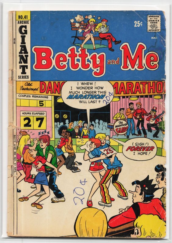 Betty and Me #41 (Archie Comics, 1972), raw, ungraded comic book — front cover