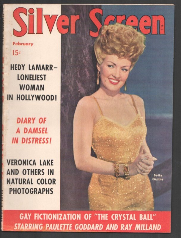 MAG: Silver Screen 2/1943-Betty GrableHedy Lamar-Veronica Lake-Dana Andrews-J..., raw, ungraded comic book — front cover