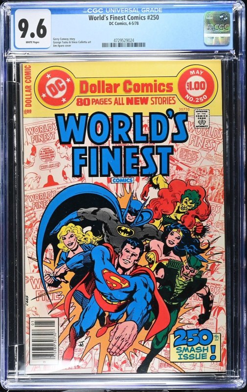 World's Finest Comics #250 (DC Comics, 1978), CGC 9.6 graded comic book, Universal Blue label — front cover in its holder